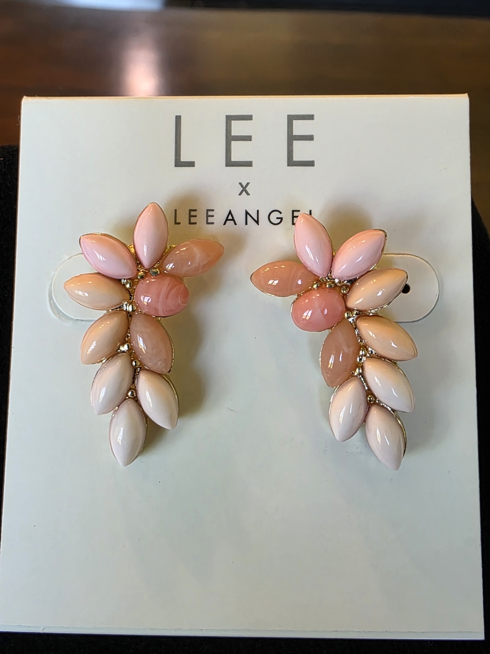 LEE x LEEANGEL Pink & Peach Cluster Drop Earrings